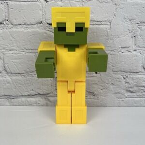 Minecraft Gold Armored Zombie Large Scale 8.5" Posable Figure Mojang Mattel Used